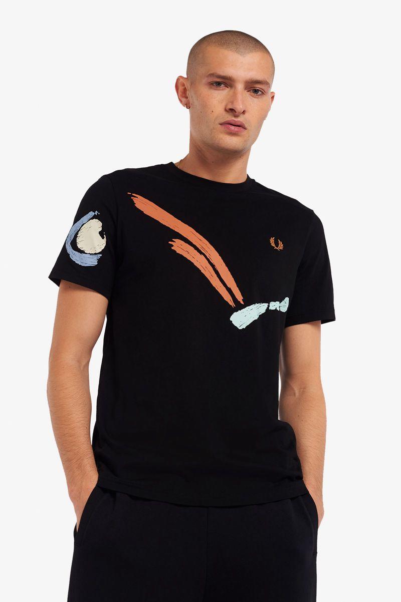 Black Fred Perry M3839 Men\'s T Shirts | PH 1717GSOL